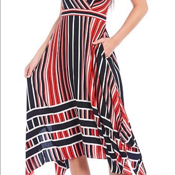 Karl Lagerfeld Striped handkerchief hem midi dress - Picture 6 of 7